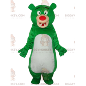 BIGGYMONKEY™ Mascot Costume Funny Green and White Bear with Red