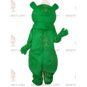 BIGGYMONKEY™ maskotkostume Sjov grøn og hvid bjørn med rød næse
