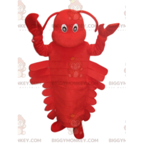 Supersöt röd hummer BIGGYMONKEY™ maskotdräkt. hummer kostym -
