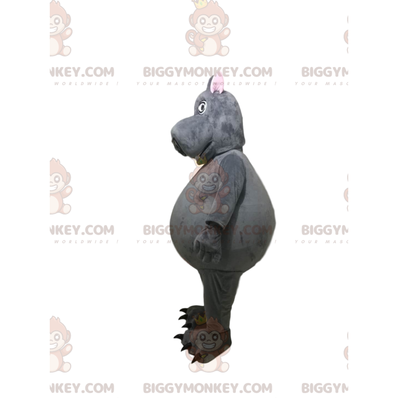 Traje de mascote BIGGYMONKEY™ hipopótamo cinza com cara