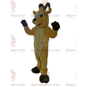 Costume de mascotte BIGGYMONKEY™ de cerf jaune très souriant