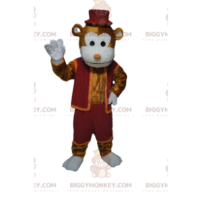 Kostým Happy Brown Monkey BIGGYMONKEY™ maskot s vínovým