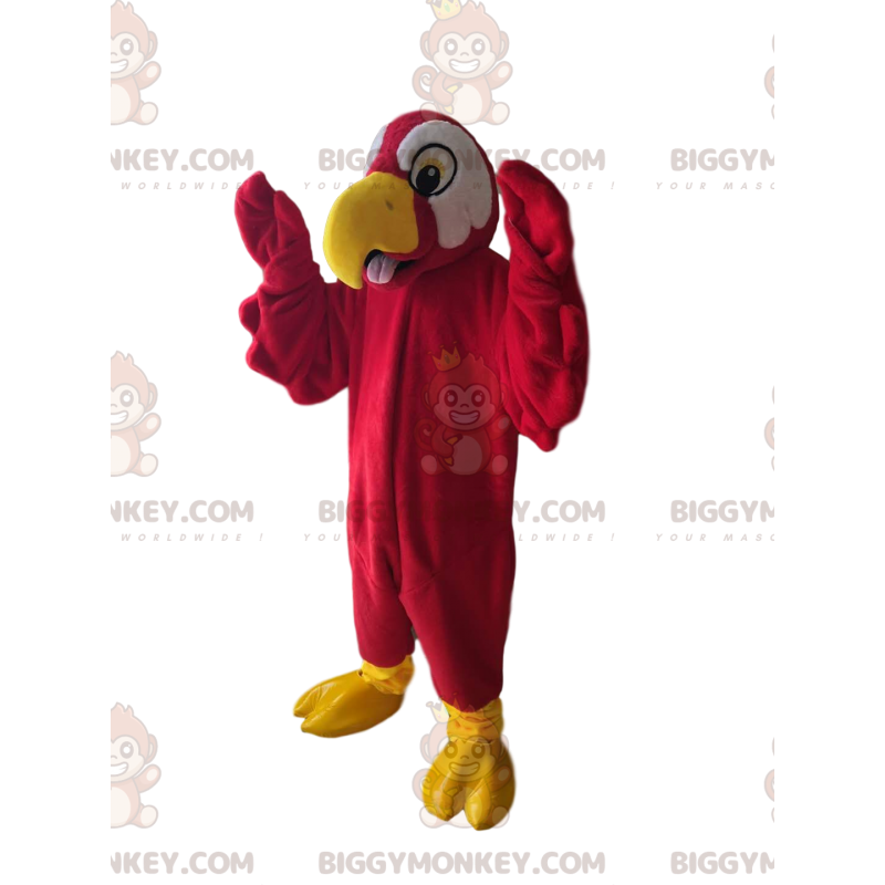 Costume de mascotte BIGGYMONKEY™ de perroquet rouge avec un