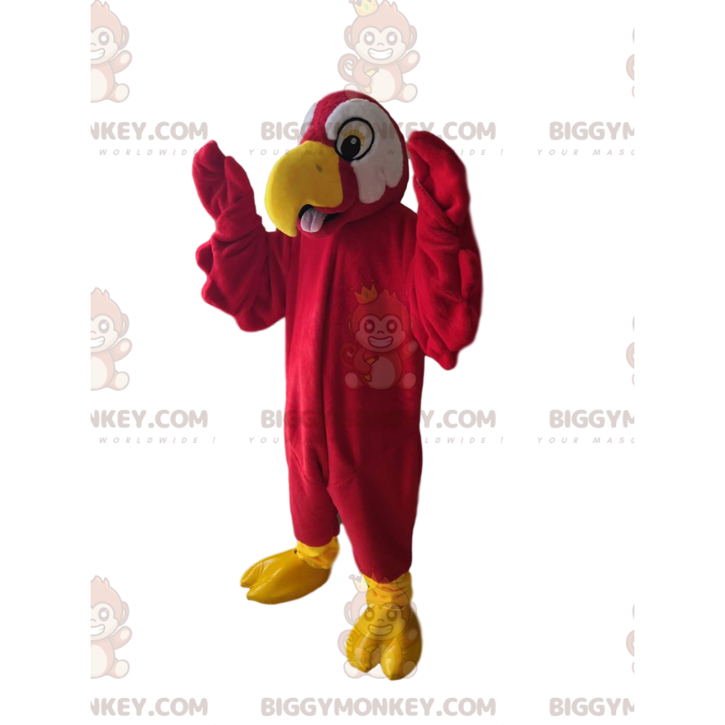 Traje de mascote BIGGYMONKEY™ Papagaio vermelho com lindo bico