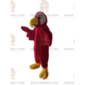 BIGGYMONKEY™ Mascot Costume Red Parrot With Cute Yellow Beak -