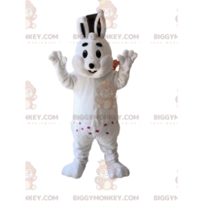 Kostium pluszowy pulchny biały królik BIGGYMONKEY™. Kostium