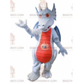 Costume de mascotte BIGGYMONKEY™ de dragon gris rouge et bleu -