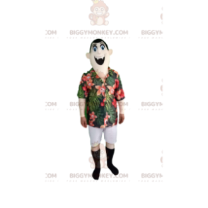 Kostým upírského maskota BIGGYMONKEY™ s tropickou košilí a