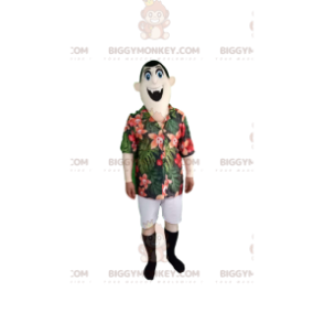 Vampire BIGGYMONKEY™ Mascot Costume with Tropical Shirt and