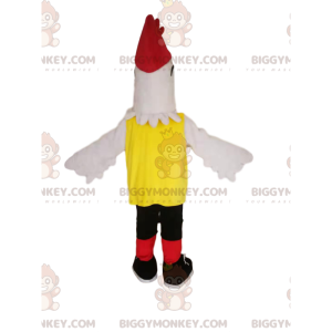 Kylling BIGGYMONKEY™ maskotkostume med gult og sort sportstøj -