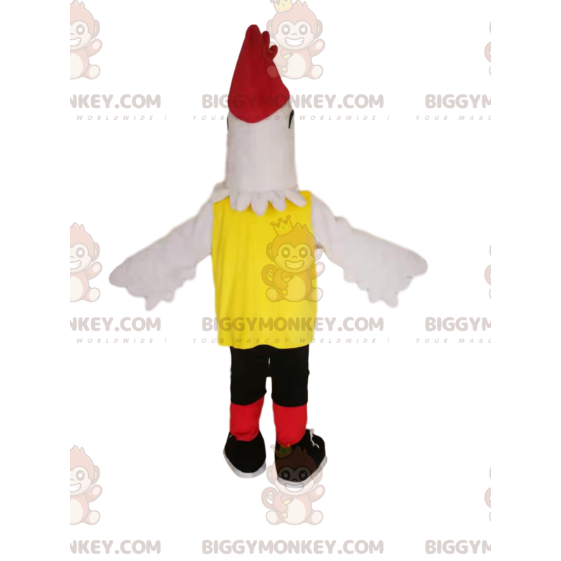 Chicken BIGGYMONKEY™ maskottiasu keltaisilla ja mustilla