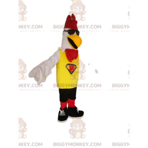 Chicken BIGGYMONKEY™ maskottiasu keltaisilla ja mustilla