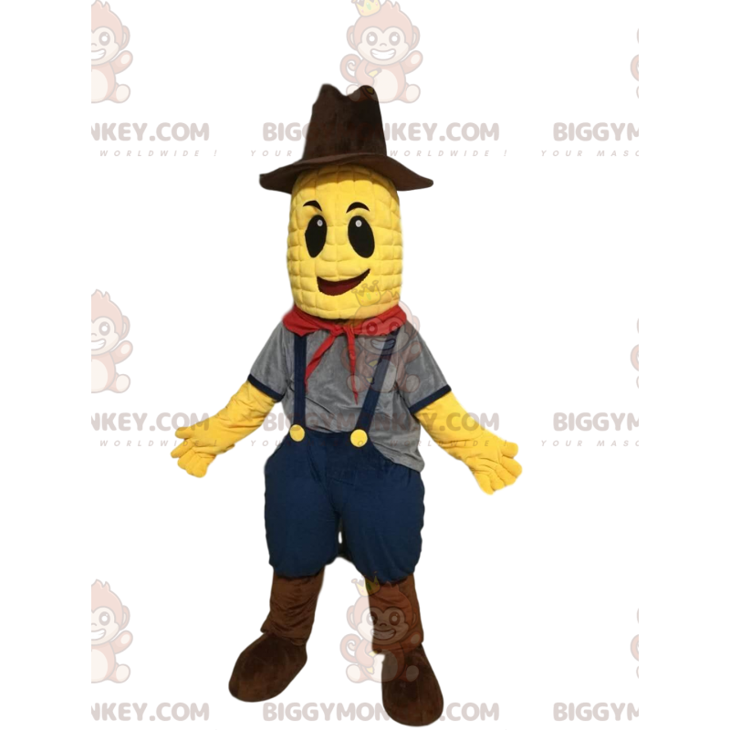 Corn on the Cob BIGGYMONKEY™ Mascot Costume with Overalls and
