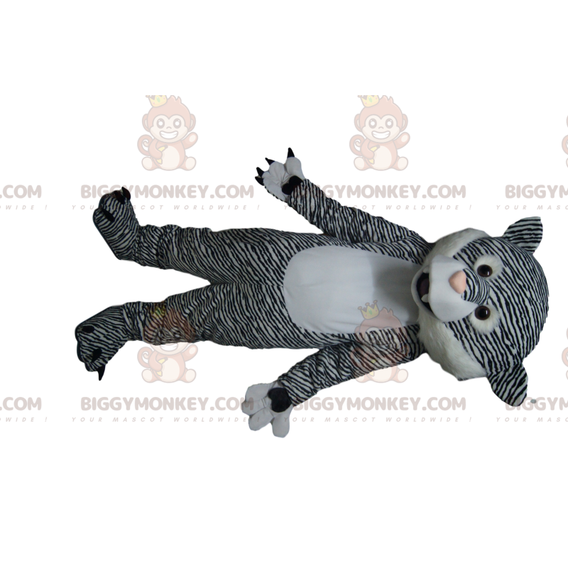 BIGGYMONKEY™ Mascottekostuum Zwart-witte tijger met mooie ogen