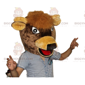 Costume de mascotte BIGGYMONKEY™ de tête de vache marron très