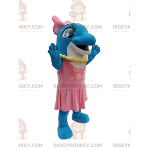 BIGGYMONKEY™ Female Dolphin Mascot Costume With Pink Dress –