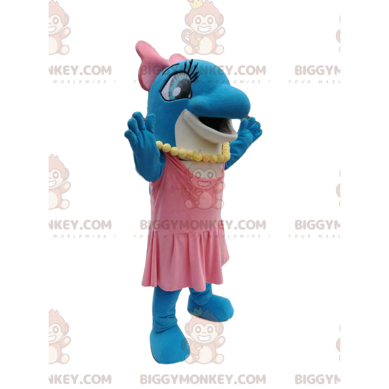 Traje de mascote de golfinho feminino BIGGYMONKEY™ com vestido