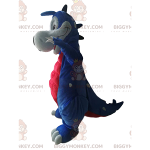 Costume da mascotte BIGGYMONKEY™ dinosauro blu e rosso. costume