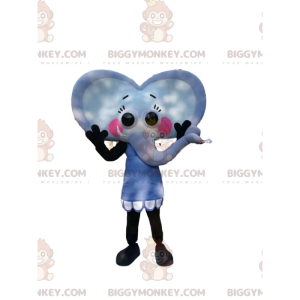Hartvormige kleine grijze olifant BIGGYMONKEY™ mascottekostuum