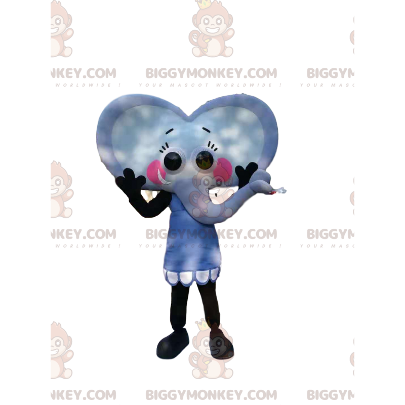 Heart Shaped Little Gray Elephant BIGGYMONKEY™ Mascot Costume –