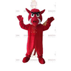 Costume de mascotte BIGGYMONKEY™ de sanglier rouge agressif.