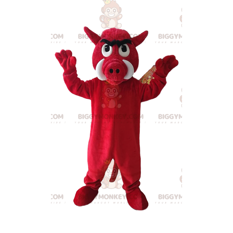 Traje de mascote agressivo de javali vermelho BIGGYMONKEY™.