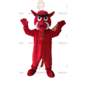 Aggressive Red Boar BIGGYMONKEY™ Mascot Costume. boar costume -