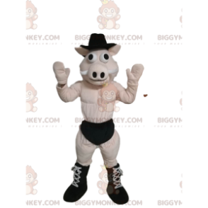 BIGGYMONKEY™ maskotkostume gris i undertøj med sort hat -