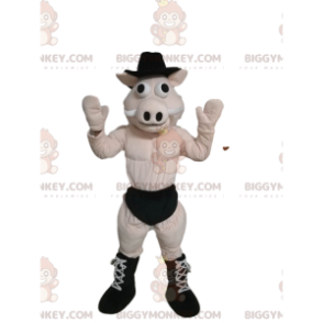 Fantasia de mascote BIGGYMONKEY™ porco em cueca com chapéu