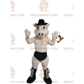 Costume de mascotte BIGGYMONKEY™ de cochon en sous-vêtements