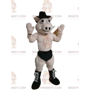 Kostium maskotki BIGGYMONKEY™ Świnia w bieliźnie z czarnym