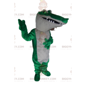 Disfraz de mascota Cocodrilo verde y blanco BIGGYMONKEY™.