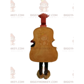 Kostým hnědého violoncella BIGGYMONKEY™ maskota s tenkým knírem