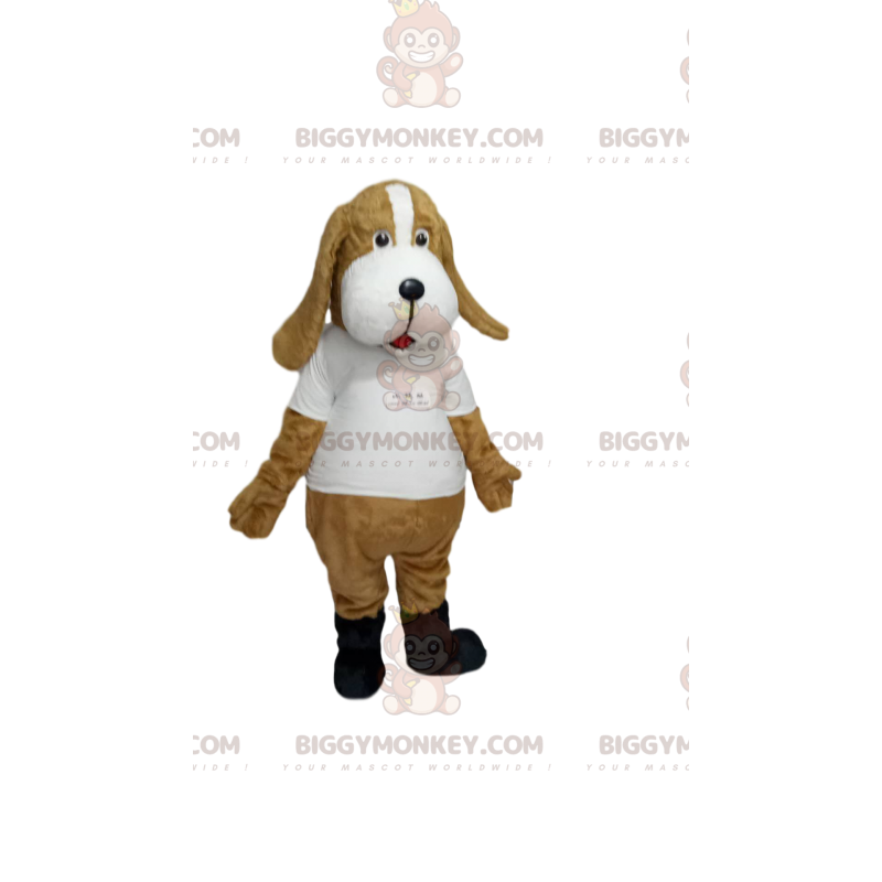 BIGGYMONKEY™ Costume da mascotte Cane beige con camicia bianca