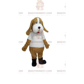 BIGGYMONKEY™ Costume da mascotte Cane beige con camicia bianca