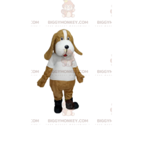 Fantasia de mascote BIGGYMONKEY™ cão bege com camisa branca –