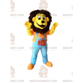 BIGGYMONKEY™ Funny Lion Mascot -asu sinisillä haalareilla -