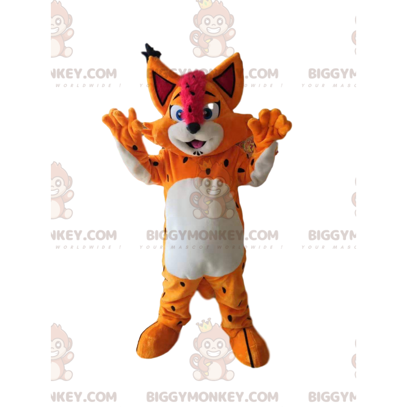Costume de mascotte BIGGYMONKEY™ de lynx orange souriant avec