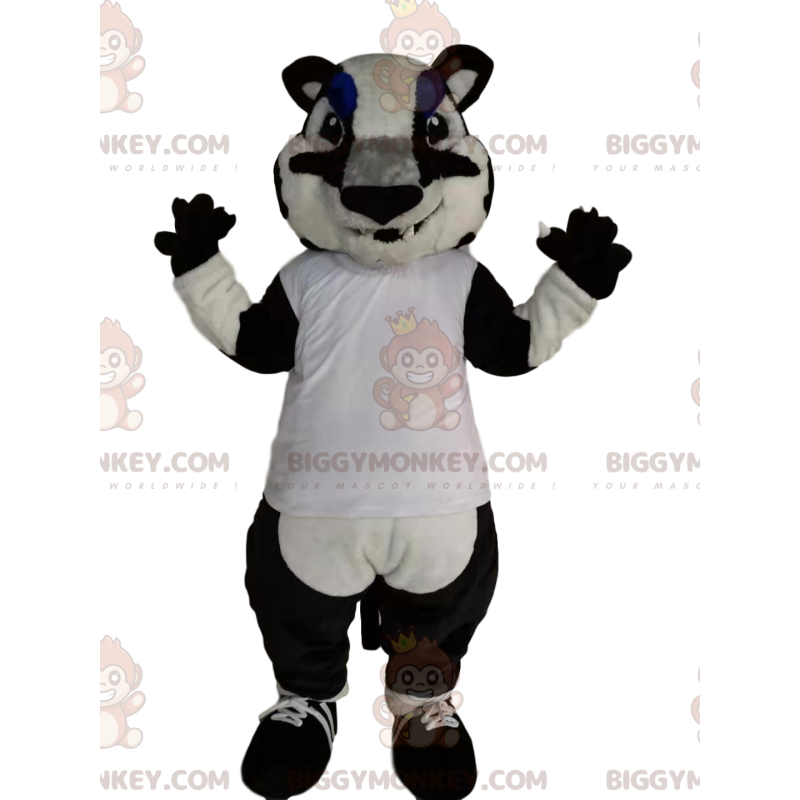 Costume de mascotte BIGGYMONKEY™ de tigre noir et blanc -