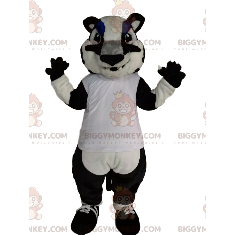 Costume mascotte BIGGYMONKEY™ tigre bianca e nera -