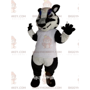 Costume de mascotte BIGGYMONKEY™ de tigre noir et blanc -