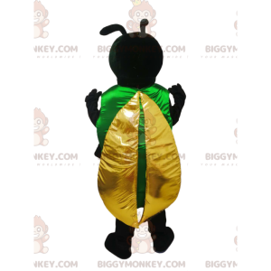 BIGGYMONKEY™ mascottekostuum zwart insect met gele vleugels -