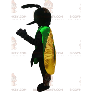 Traje de mascote BIGGYMONKEY™ Inseto preto com asas amarelas –
