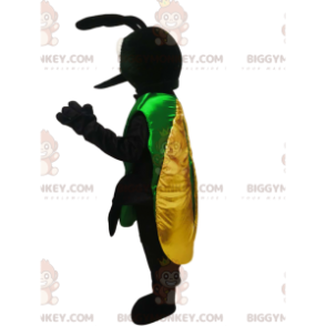 Traje de mascote BIGGYMONKEY™ Inseto preto com asas amarelas –