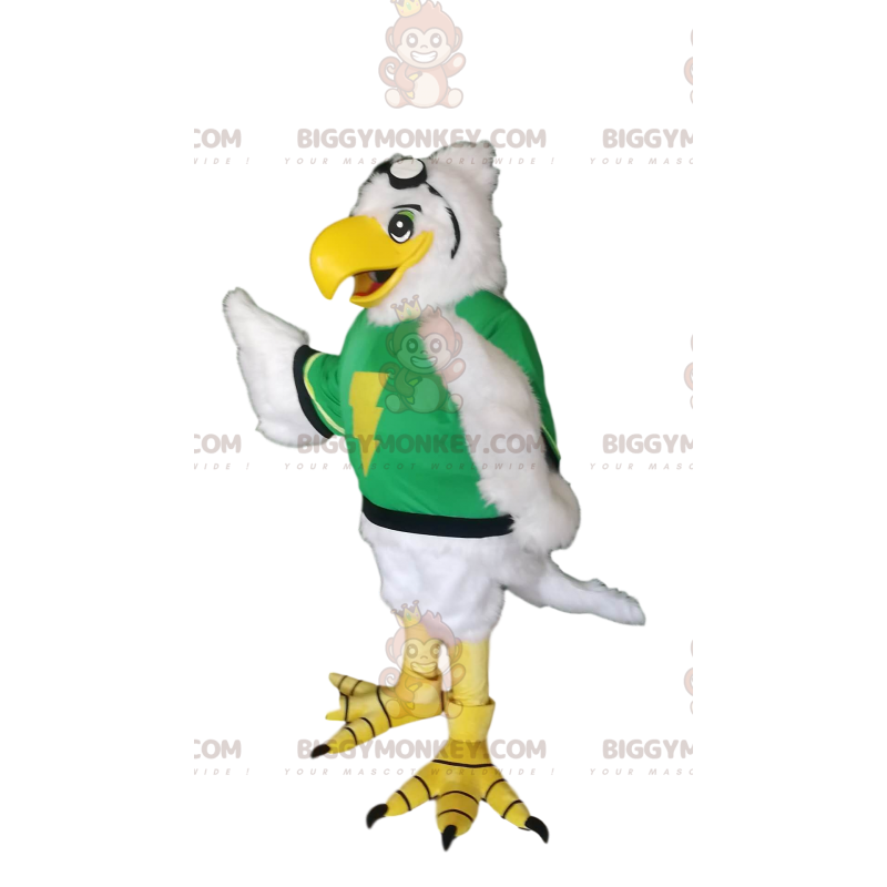 Golden Eagle BIGGYMONKEY™ maskotkostume med neongrøn trøje -
