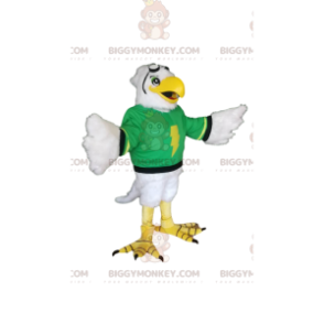 Golden Eagle BIGGYMONKEY™ maskotdräkt med neongrön tröja -