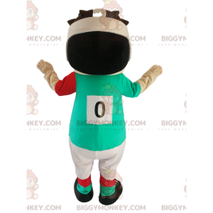 BIGGYMONKEY™ costume mascotte di piccolo giocatore di rugby con