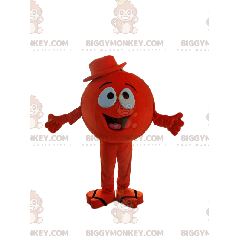 BIGGYMONKEY™ Little Round Red Man Mascot Costume With Hat -