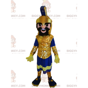 Roman warrior BIGGYMONKEY™ mascot costume with beautiful golden