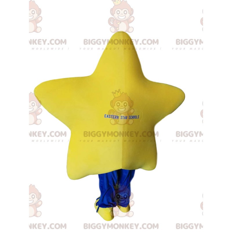 Costume de mascotte BIGGYMONKEY™ d'étoile jaune très souriante